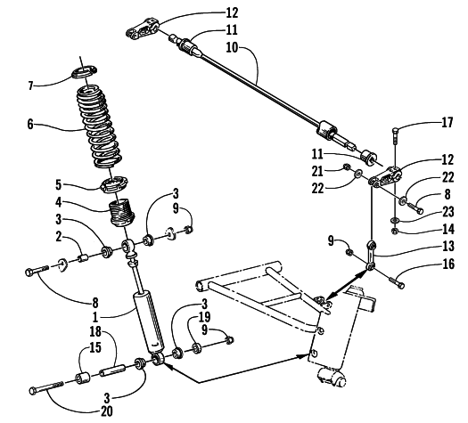 Parts Diagram for Arctic Cat 2001 PANTHER 550 () SNOWMOBILE SHOCK ABSORBER AND SWAY BAR ASSEMBLY