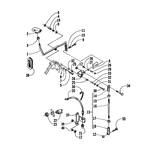 Parts Diagram for Arctic Cat 2000 BEARCAT WIDE TRACK SNOWMOBILE REVERSE SHIFT LEVER ASSEMBLY