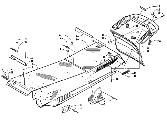 Parts Diagram for Arctic Cat 2000 ZR 2K SNOWMOBILE TUNNEL AND REAR BUMPER