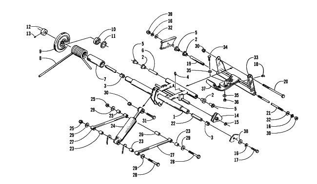 Parts Diagram for Arctic Cat 2000 BEARCAT WIDE TRACK SNOWMOBILE REAR SUSPENSION/REAR ARM ASSEMBLY