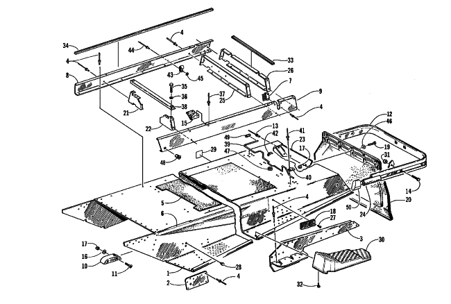 Parts Diagram for Arctic Cat 2000 BEARCAT WIDE TRACK () SNOWMOBILE TUNNEL AND REAR BUMPER