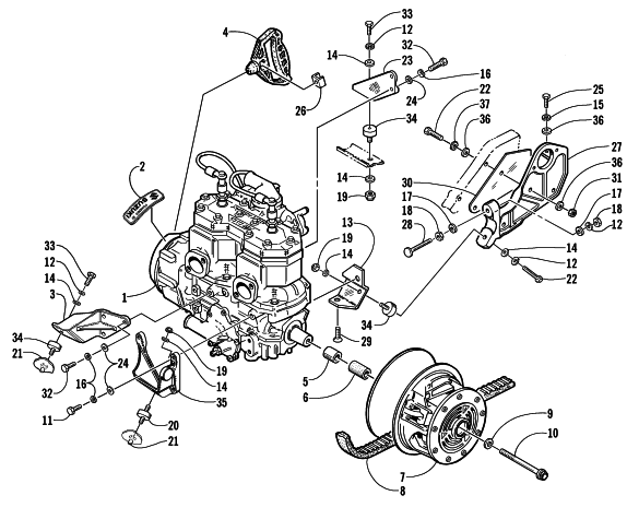 Parts Diagram for Arctic Cat 2000 POWDER SPECIAL 2K SNOWMOBILE ENGINE AND RELATED PARTS