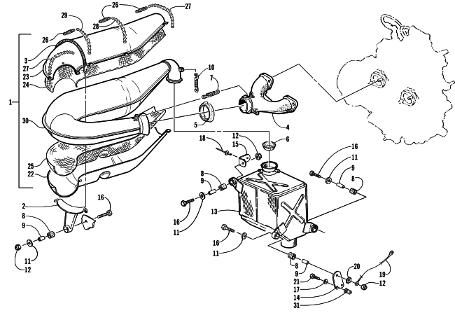 Parts Diagram for Arctic Cat 2000 POWDER SPECIAL 700 SNOWMOBILE EXHAUST ASSEMBLY