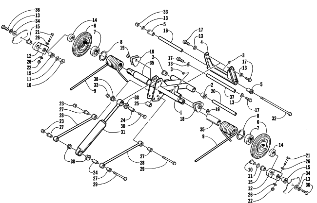 Parts Diagram for Arctic Cat 2000 ZL 500 (SOLAR FLARE) SNOWMOBILE REAR SUSPENSION REAR ARM ASSEMBLY