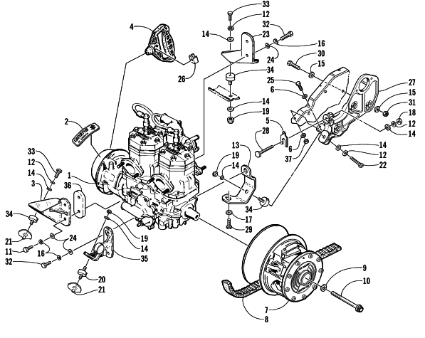Parts Diagram for Arctic Cat 2000 ZL 440 SNOWMOBILE ENGINE AND RELATED PARTS