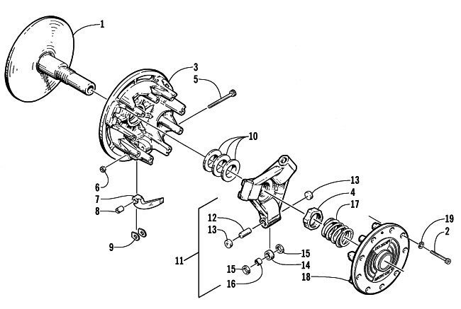 Parts Diagram for Arctic Cat 2000 PANTHER 340 SNOWMOBILE DRIVE CLUTCH