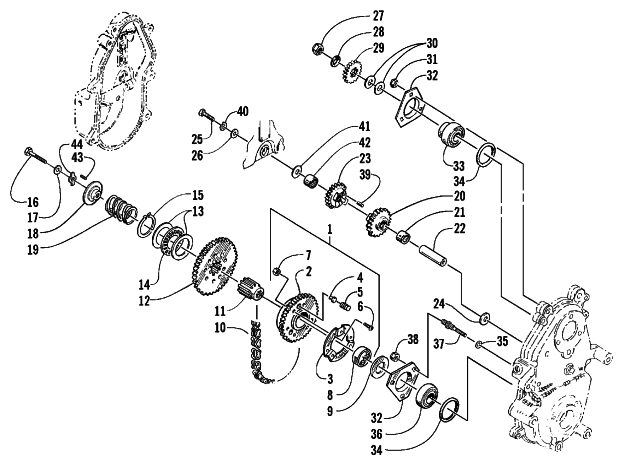 Parts Diagram for Arctic Cat 2000 PANTHER 550 SNOWMOBILE DRIVE/REVERSE DROPCASE ASSEMBLY
