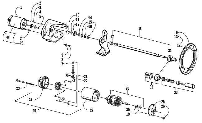 Parts Diagram for Arctic Cat 2000 ZL 550 ESR SNOWMOBILE ELECTRIC START - STARTER MOTOR ASSEMBLY