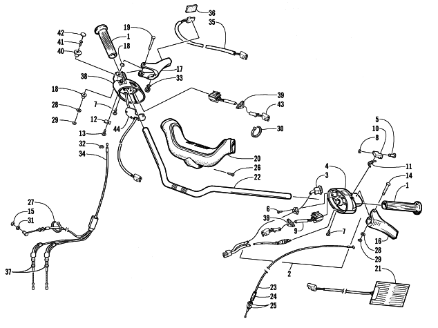 Parts Diagram for Arctic Cat 2000 PANTHER 440 SNOWMOBILE HANDLEBAR AND CONTROLS