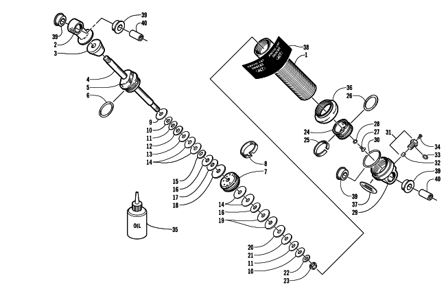 Parts Diagram for Arctic Cat 2000 ZRT 600 () SNOWMOBILE FRONT SUSPENSION SHOCK ABSORBER