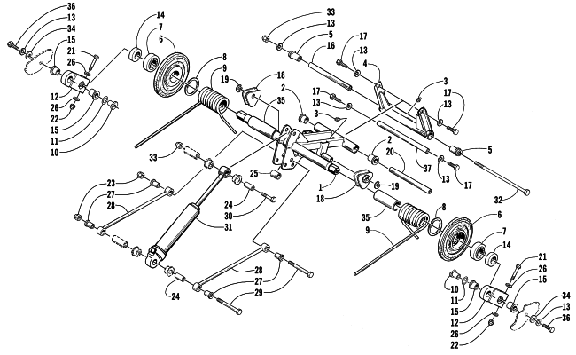 Parts Diagram for Arctic Cat 2000 THUNDERCAT THC SNOWMOBILE REAR SUSPENSION REAR ARM ASSEMBLY