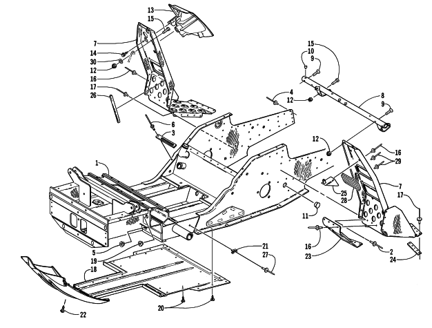Parts Diagram for Arctic Cat 2000 ZR 600 EFI () SNOWMOBILE FRONT FRAME AND FOOTREST ASSEMBLY (STD AND INT)