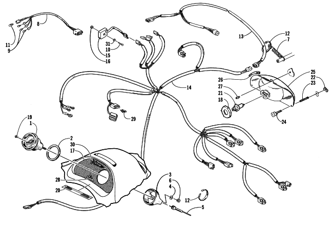 Parts Diagram for Arctic Cat 2000 PANTHER 440 SNOWMOBILE INSTRUMENTS AND WIRING ASSEMBLIES