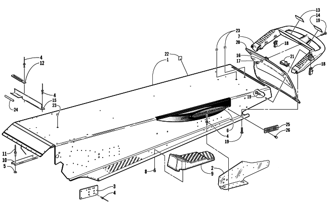 Parts Diagram for Arctic Cat 2000 PANTHER 440 SNOWMOBILE TUNNEL AND REAR BUMPER