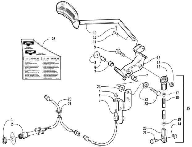 Parts Diagram for Arctic Cat 2001 MOUNTAIN CAT 600 EFI () SNOWMOBILE REVERSE SHIFT LEVER ASSEMBLY (OPTIONAL)