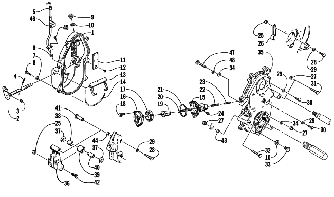 Parts Diagram for Arctic Cat 2000 PANTHER 550 SNOWMOBILE DROPCASE AND CHAIN TENSION ASSEMBLY