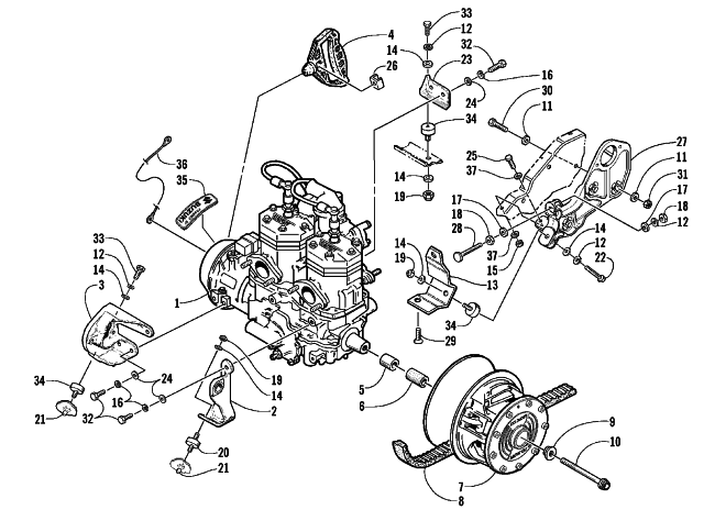 Parts Diagram for Arctic Cat 2000 PANTERA 580 EFI () SNOWMOBILE ENGINE AND RELATED PARTS