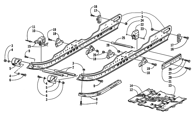 Parts Diagram for Arctic Cat 2000 ZR 700 - LE (REVERSE) SNOWMOBILE SLIDE RAIL AND TRACK ASSEMBLY