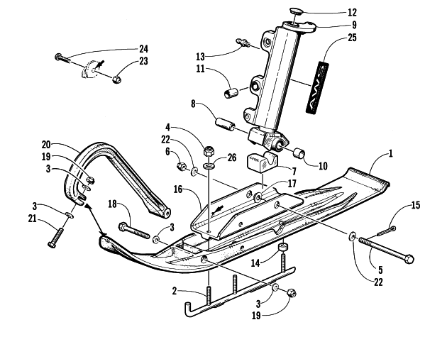 Parts Diagram for Arctic Cat 2000 THUNDERCAT SNOWMOBILE SKI AND SPINDLE ASSEMBLY