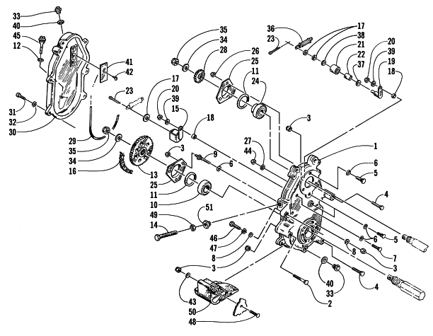 Parts Diagram for Arctic Cat 2001 MOUNTAIN CAT 600 VEV SNOWMOBILE DRIVE/DROPCASE ASSEMBLY