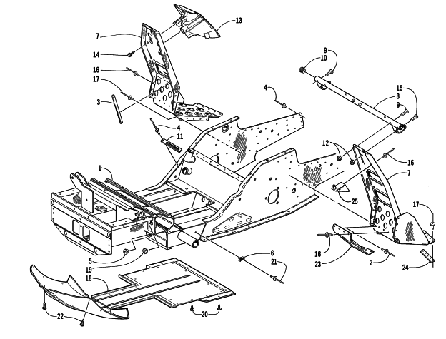 Parts Diagram for Arctic Cat 2000 PANTERA 1000 SNOWMOBILE FRONT FRAME AND FOOTREST ASSEMBLY