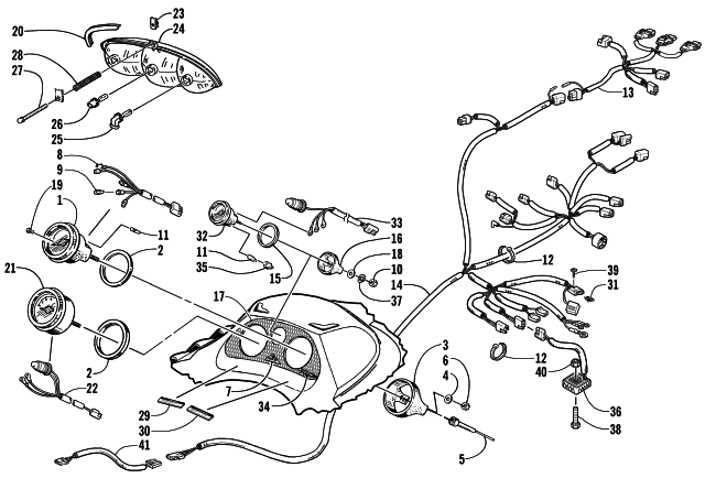 Parts Diagram for Arctic Cat 2000 TRIPLE TOURING 600 () SNOWMOBILE INSTRUMENTS AND WIRING ASSEMBLIES