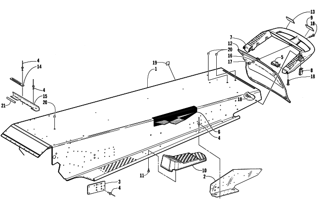 Parts Diagram for Arctic Cat 2000 TRIPLE TOURING 600 SNOWMOBILE TUNNEL AND REAR BUMPER