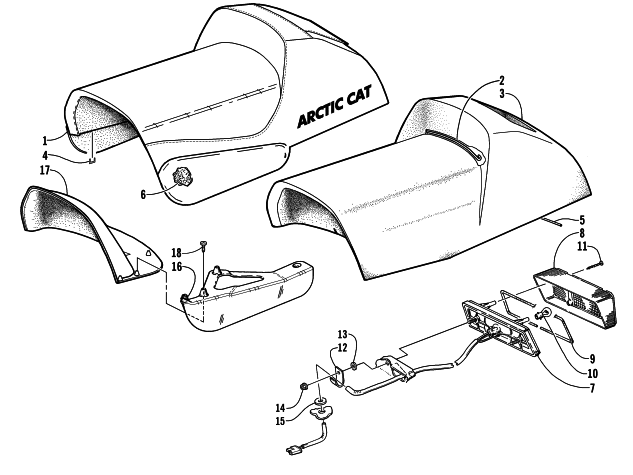 Parts Diagram for Arctic Cat 2000 ZR 600 EFI - LE REVERSE SNOWMOBILE SEAT AND TAILLIGHT ASSEMBLY