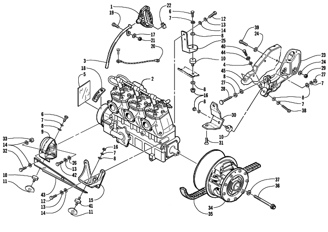Parts Diagram for Arctic Cat 2000 TRIPLE TOURING 600 () SNOWMOBILE ENGINE AND RELATED PARTS