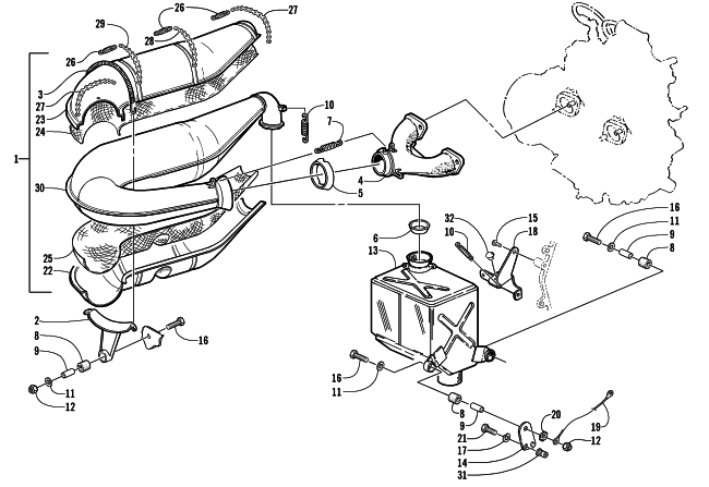 Parts Diagram for Arctic Cat 2000 ZR 600 SNOWMOBILE EXHAUST ASSEMBLY