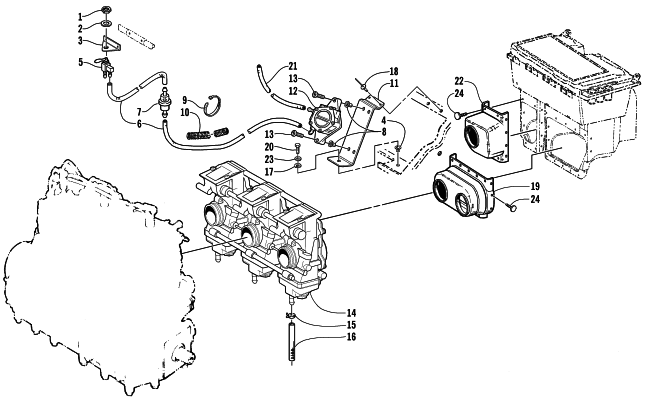 Parts Diagram for Arctic Cat 2000 THUNDER SNOWMOBILE CARBURETOR AND FUEL PUMP ASSEMBLY