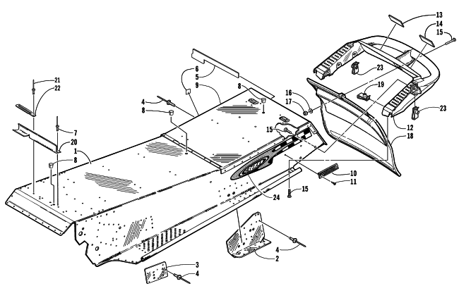Parts Diagram for Arctic Cat 2000 Z 370 SNOWMOBILE TUNNEL AND REAR BUMPER
