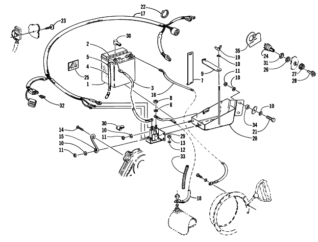Parts Diagram for Arctic Cat 2000 Z 440 SNOWMOBILE BATTERY, SOLENOID, AND CABLES