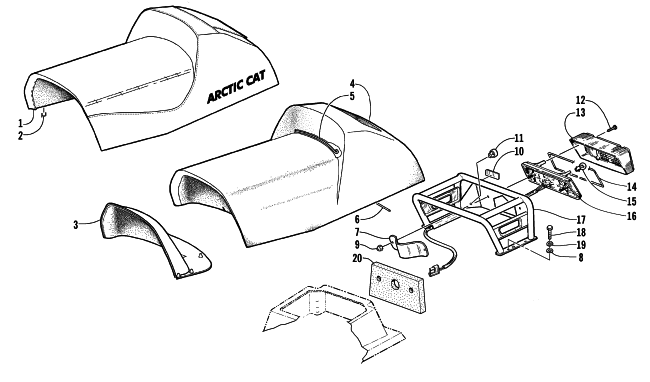 Parts Diagram for Arctic Cat 2000 POWDER SPECIAL 600 EFI SNOWMOBILE RACK, SEAT, AND TAILLIGHT ASSEMBLY