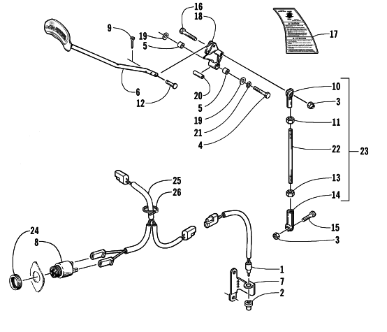 Parts Diagram for Arctic Cat 2000 ZL 500 EFI SNOWMOBILE REVERSE SHIFT LEVER ASSEMBLY (OPTIONAL)