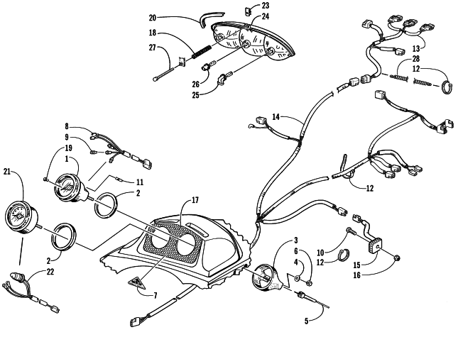 Parts Diagram for Arctic Cat 2000 ZL 700 SNOWMOBILE HEADLIGHT, INSTRUMENTS, AND WIRING ASSEMBLIES