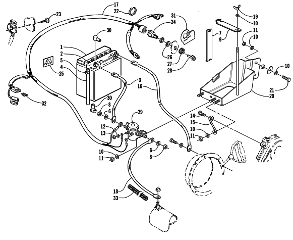 Parts Diagram for Arctic Cat 2000 PANTHER 340 SNOWMOBILE BATTERY, SOLENOID, AND CABLES (OPTIONAL)