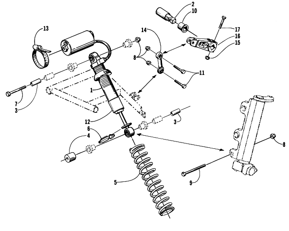 Parts Diagram for Arctic Cat 2000 ZR 600 EFI - LE SNOWMOBILE SHOCK ABSORBER AND SWAY BAR ASSEMBLY (LE-C)