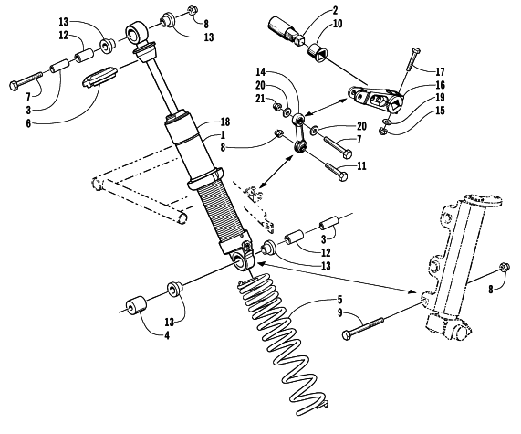 Parts Diagram for Arctic Cat 2000 POWDER SPECIAL 700 LE () SNOWMOBILE SHOCK ABSORBER AND SWAY BAR ASSEMBLY