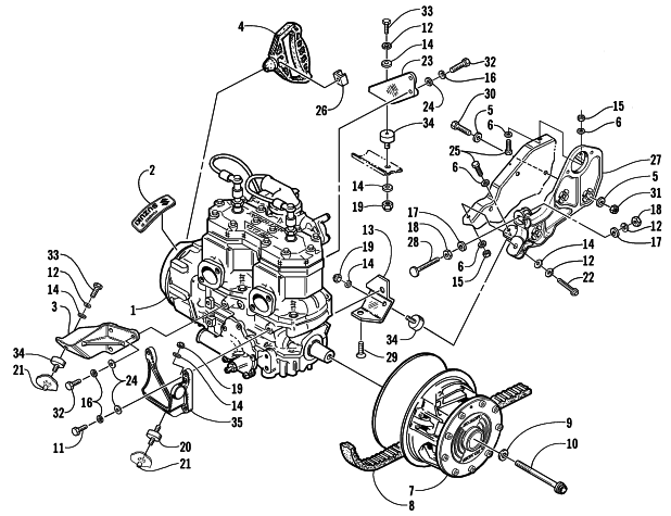 Parts Diagram for Arctic Cat 2000 POWDER SPECIAL 600 SNOWMOBILE ENGINE AND RELATED PARTS