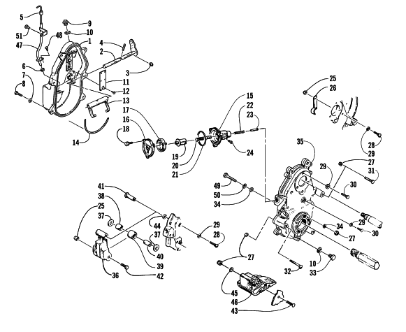 Parts Diagram for Arctic Cat 2000 ZR 700 - LE (REVERSE) SNOWMOBILE DROPCASE AND CHAIN TENSION ASSEMBLY