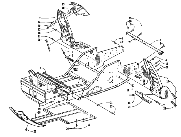Parts Diagram for Arctic Cat 2000 ZR 600 BLAIR MORGAN SIGNATURE EDITION SNOWMOBILE FRONT FRAME AND FOOTREST ASSEMBLY