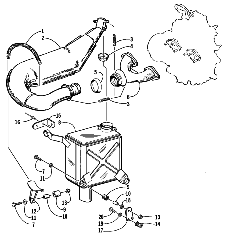 Parts Diagram for Arctic Cat 2000 PANTERA 580 EFI SNOWMOBILE EXHAUST ASSEMBLY