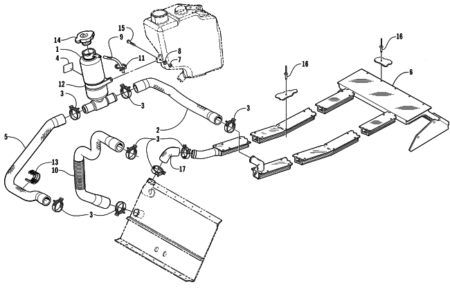 Parts Diagram for Arctic Cat 2000 POWDER SPECIAL 600 LE () SNOWMOBILE COOLING ASSEMBLY
