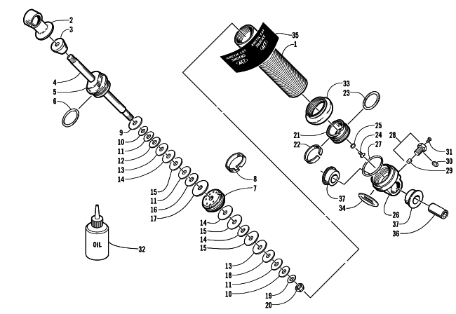 Parts Diagram for Arctic Cat 2000 POWDER SPECIAL 700 SNOWMOBILE FRONT SUSPENSION SHOCK ABSORBER