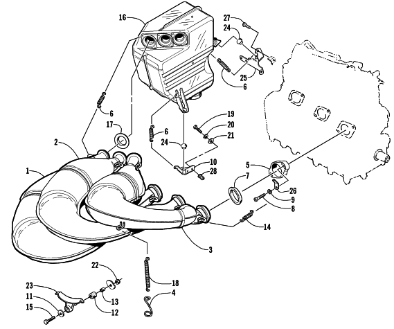 Parts Diagram for Arctic Cat 2000 PANTERA 1000 () SNOWMOBILE EXHAUST ASSEMBLY