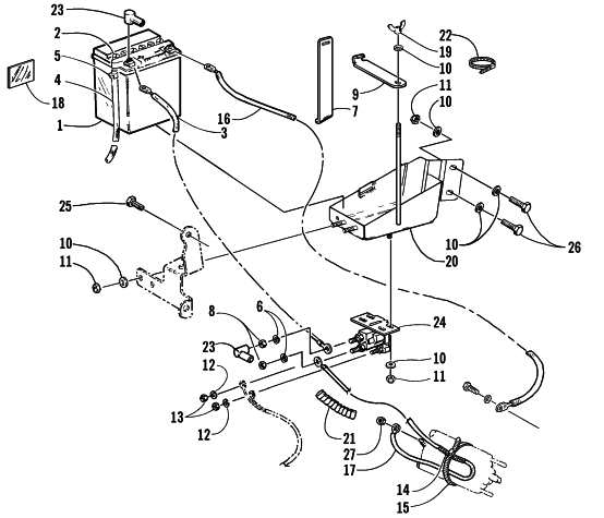 Parts Diagram for Arctic Cat 2000 PANTERA 1000 () SNOWMOBILE BATTERY, SOLENOID, AND CABLES