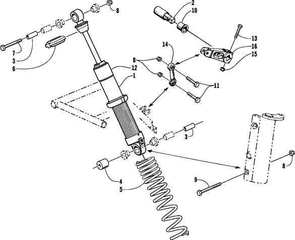 Parts Diagram for Arctic Cat 2000 ZRT 800 () SNOWMOBILE SHOCK ABSORBER AND SWAY BAR ASSEMBLY