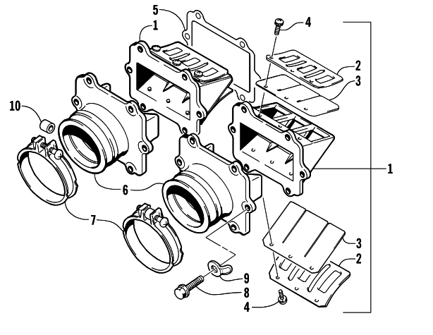 Parts Diagram for Arctic Cat 2000 ZR 500 EFI SNOWMOBILE REED VALVE ASSEMBLY