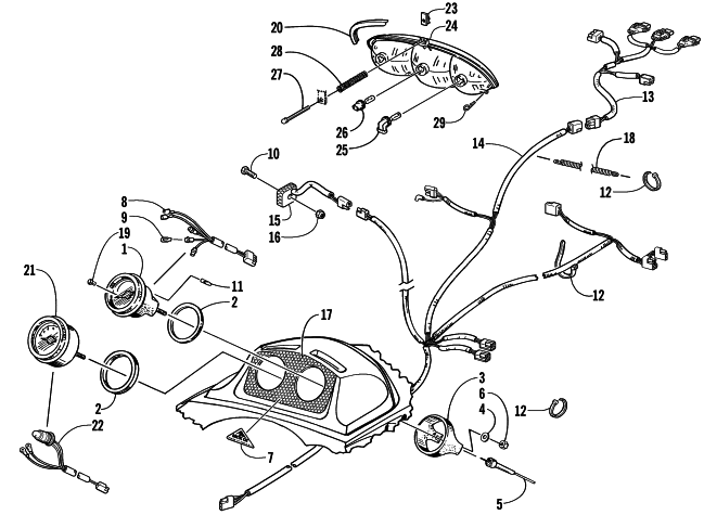 Parts Diagram for Arctic Cat 2000 POWDER SPECIAL 600 EFI SNOWMOBILE HEADLIGHT, INSTRUMENTS, AND WIRING ASSEMBLIES